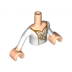 Torso Mini Doll Friends White Top with Gold Filigree Pattern, Light Nougat Arms with Hands with White Sleeves: {светло нуга}