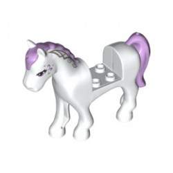 Horse with 2 x 2 Cutout, Lavender Eyes, Face Decoration, Mane and Tail Pattern: {бял}