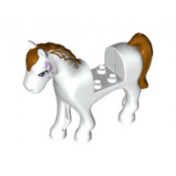 Horse with 2 x 2 Cutout, Lavender Eyes and Face Decoration, Gold Mane and Tail Pattern: {бял}