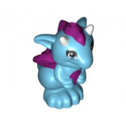 Dragon, Elves, Baby with Magenta Stomach, Spines and Wings and White Horns Pattern (Miku): {умерено небесносин}