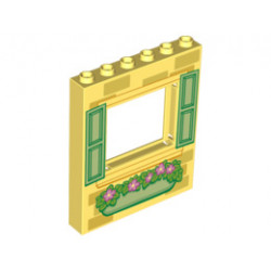 Panel 1 x 6 x 6 with Window with Yellowish Green Shutters and Flower Box Pattern: {студено жълт}