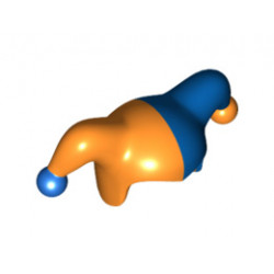 Minifigure, Headgear Jester's Cap with Blue Left Side and Blue Pom Pom Right Side Pattern: {ярко оранжев}