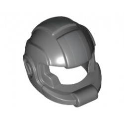 Minifigure, Headgear Helmet Space with Open Visor Large and Silver Stripe Pattern: {тъмно каменно сив}