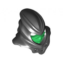 Minifigure, Headgear Ninjago Wrap with Jagged Shoulders with Green Face Mask Pattern: {черен}