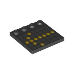 Tile, Modified 4 x 4 with Studs on Edge with Construction Zone Sign with Directional Arrow Pattern: {черен}