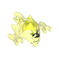 Minifigure, Headgear Mask Ninjago Skreemer with Dark Purple Eyes and Mouth Lopsided with White Pointed Teeth Pattern: {прозрачно флуорисциращо зелен}