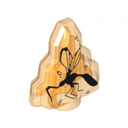Rock 1 x 2 Crystal Stepped with Black Mosquito Pattern (Dinosaur DNA): {прозрачно ярко оранжев}