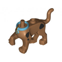 Dog Body Great Dane Scooby-Doo Walking with Right Front Leg Raised and Medium Azure Collar Pattern: {умерен нуга}