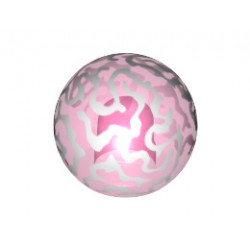 Ball with Stud Receptacle with White Brain Fissures Pattern (Finial Round): {прозрачен умерено червеникаво виолетов}