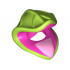 Minifigure, Headgear Plant Venus Fly Trap with Lime Leaves and Bright Pink Tongue Pattern: {ярко пурпурен}