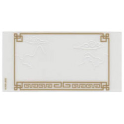 Plastic Translucent Shadow Theater Screen with Mountain and Cloud Cutouts and Gold Geometric Frame Pattern: {прозрачен}