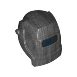 Minifigure, Headgear Helmet Welding with Dark Blue Stripes on Black Visor Pattern : {титаниево метален}