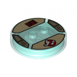 Dimensions Toy Tag 4 x 4 x 2/3 with 2 Studs for Peter Venkman #04 with Ghostbusters Symbol and 'P.V.' Pattern: {прозрачно светло син}