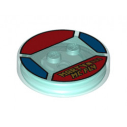 Dimensions Toy Tag 4 x 4 x 2/3 with 2 Studs for Marty McFly #6 with Yellow 'MARTY MC FLY' Pattern: {прозрачно светло син}