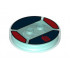 Dimensions Toy Tag 4 x 4 x 2/3 with 2 Studs for The Doctor #7 with Dark Red 'DW' Pattern: {прозрачно светло син}