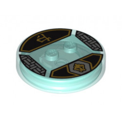Dimensions Toy Tag 4 x 4 x 2/3 with 2 Studs for Cole #12 with Black and Gold Cole Symbol and Ninjago Logogram 'Earth' Pattern: {прозрачно светло син}