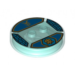 Dimensions Toy Tag 4 x 4 x 2/3 with 2 Studs for Jay #13 with Gold Jay Symbol and Ninjago Logogram 'Lightning' Pattern: {прозрачно светло син}