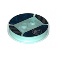 Dimensions Toy Tag 4 x 4 x 2/3 with 2 Studs for ACU Trooper #14 with Jurassic World Logo and Blue Hexagons Pattern: {прозрачно светло син}