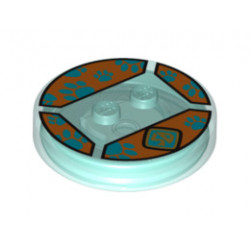 Dimensions Toy Tag 4 x 4 x 2/3 with 2 Studs for Scooby-Doo #16 with Gold 'SD' Emblem and Medium Azure Paw Prints on Orange Background Pattern : {прозрачно светло син}