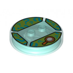 Dimensions Toy Tag 4 x 4 x 2/3 with 2 Studs for Shaggy #17 with Orange Magnifying Glass and Medium Azure Question Marks on Lime Background Pattern : {прозрачно светло син}
