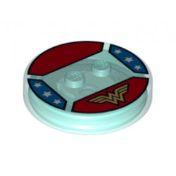 Dimensions Toy Tag 4 x 4 x 2/3 with 2 Studs for Wonder Woman #19 with Gold WW Symbol Pattern: {прозрачно светло син}