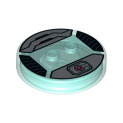 Dimensions Toy Tag 4 x 4 x 2/3 with 2 Studs for Cyborg #20 with Red Circle and Silver 'C' and Armor Plating Pattern: {прозрачно светло син}