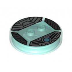 Dimensions Toy Tag 4 x 4 x 2/3 with 2 Studs for Cyberman #24 with Silver Armor with Scales and Blue Circle Pattern: {прозрачно светло син}