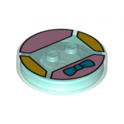 Dimensions Toy Tag 4 x 4 x 2/3 with 2 Studs for Krusty #26 with Bright Pink and Yellow Panels with Dark Azure Bow Tie Pattern: {прозрачно светло син}