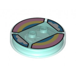 Dimensions Toy Tag 4 x 4 x 2/3 with 2 Studs for Unikitty #27 with Pastel Rainbow and Clouds Pattern: {прозрачно светло син}