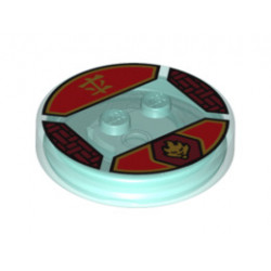 Dimensions Toy Tag 4 x 4 x 2/3 with 2 Studs for Kai #31 with Red and Gold Kai Symbol and Ninjago Logogram 'Fire' Pattern: {прозрачно светло син}