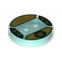 Dimensions Toy Tag 4 x 4 x 2/3 with 2 Studs for Lloyd #32 with Green and Gold Lloyd Symbol and Ninjago Logogram 'Energy' Pattern: {прозрачно светло син}