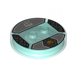 Dimensions Toy Tag 4 x 4 x 2/3 with 2 Studs for Zane #33 with Gold Zane Symbol and White Ninjago Logogram 'Ice' Pattern: {прозрачно светло син}
