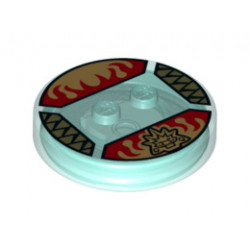 Dimensions Toy Tag 4 x 4 x 2/3 with 2 Studs for Cragger #43 with Gold Chima Croc Symbol and Red Fire Pattern: {прозрачно светло син}