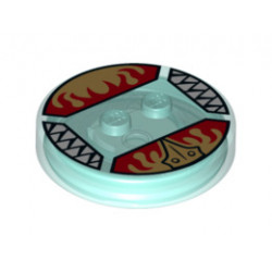 Dimensions Toy Tag 4 x 4 x 2/3 with 2 Studs for Eris #44 with Gold Chima Eagle Symbol and Red Fire Pattern: {прозрачно светло син}