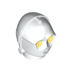 Minifigure, Head Modified SW C-3PO / K-3PO Protocol Droid with Yellow Eyes Pattern: {бял}