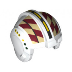 Minifigure, Headgear Helmet SW Rebel Pilot with Dark Red and Tan Geometric Pattern - Wes Janson: {бял}