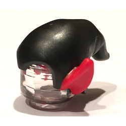 Minifigure, Headgear Hat, Elf Drooping with Pointed Ears with Black Top Pattern: {черен}