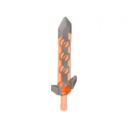 Minifigure, Weapon Sword, Long with Flat Silver Tip and Angular Crossguard: {прозрачно флуорисциращо червеникаво оранжев}