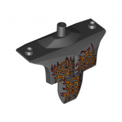 Large Figure Torso Armor Shoulder Studs with Bright Light Orange and Dark Red Cracks Pattern (Sparkks): {черен}