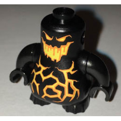 Body, Nexo Knights Scurrier with Black Arms with Orange and Yellow Eyes, Open Mouth and Cracks Pattern: {черен}