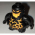 Body, Nexo Knights Scurrier with Black Arms with Orange and Yellow Eyes, Open Mouth and Cracks Pattern: {черен}