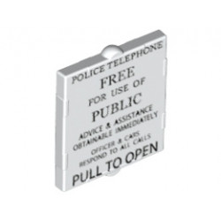 Glass for Window 1 x 2 x 2 with Black 'POLICE TELEPHONE... PULL TO OPEN' Pattern: {бял}
