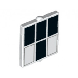 Glass for Window 1 x 2 x 2 with 4 Black and 2 White Rectangles Pattern (Tardis Windows): {бял}