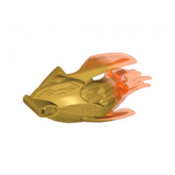 Bionicle Creature Head/Mask with Marbled Trans-Neon Orange Pattern: {топло златист}