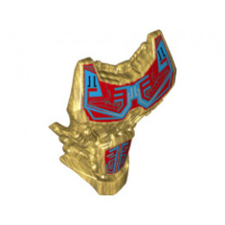 Large Figure Torso with Bionicle Dark Azure and Red Pattern: {топло златист}