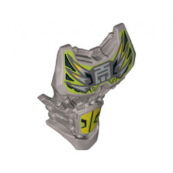 Large Figure Torso with Bionicle Lime and Yellow Pattern: {сребърно метален}