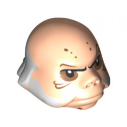 Minifigure, Head Modified SW Ugnaught with White Sideburns and Hair Pattern: {светло нуга}