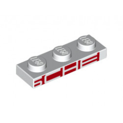 Plate 1 x 3 with White 'SCHE' on Red Background Pattern: {бял}