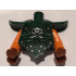 Torso, Modified Short with Armor Breastplate with Shoulder Ridges, Rivets and Ninja Skull with Crossed Swords Pattern / Orange Arms / Reddish Brown Hands : {земно зелен}