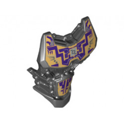Large Figure Torso with Bionicle Purple and Gold Pattern: {черен}